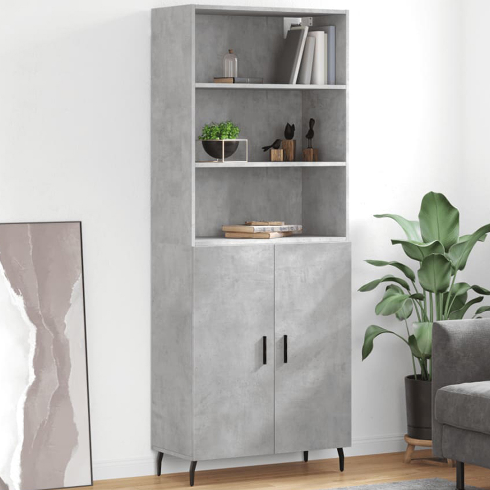 vidaXL 2 Door 3 Shelf Concrete Grey Wooden Cabinet Image 1