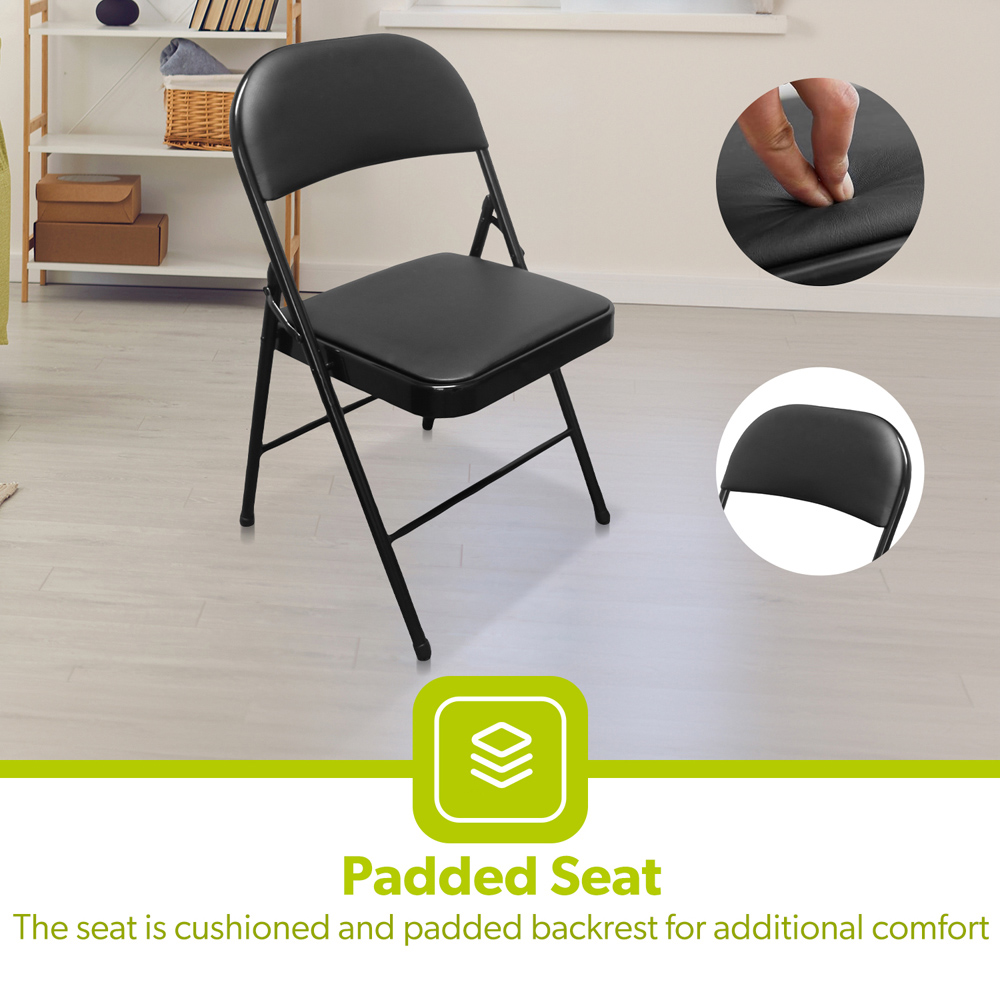 Royalford Black Padded Foldable Metal Dining Chair Image 5