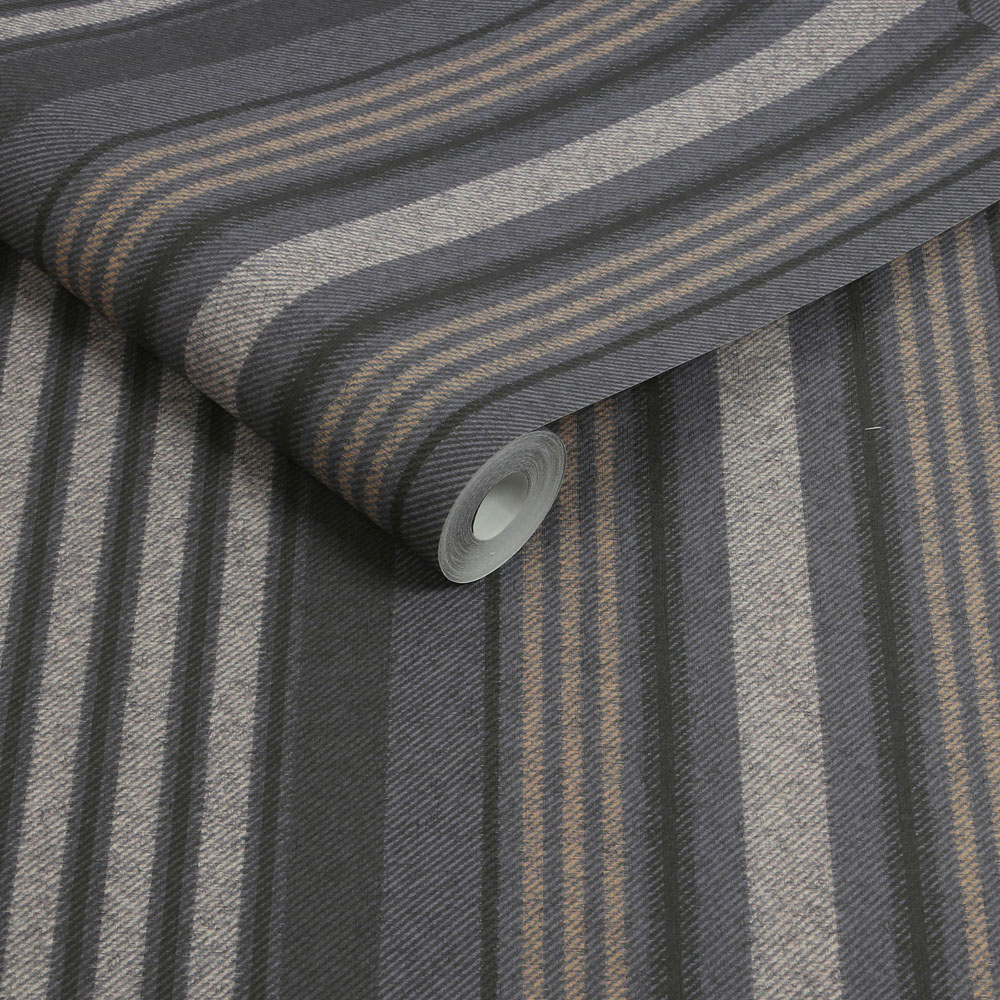 Superfresco Easy Loom Stripe Charcoal Wallpaper Image 2