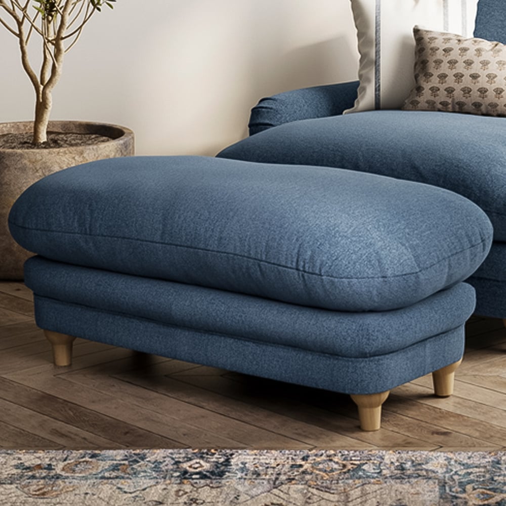 Plumpton Denim Blue Weave Footstool Image 1
