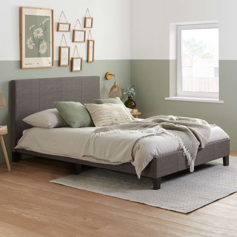Berlin King Size Grey Polyester Bed Image 1