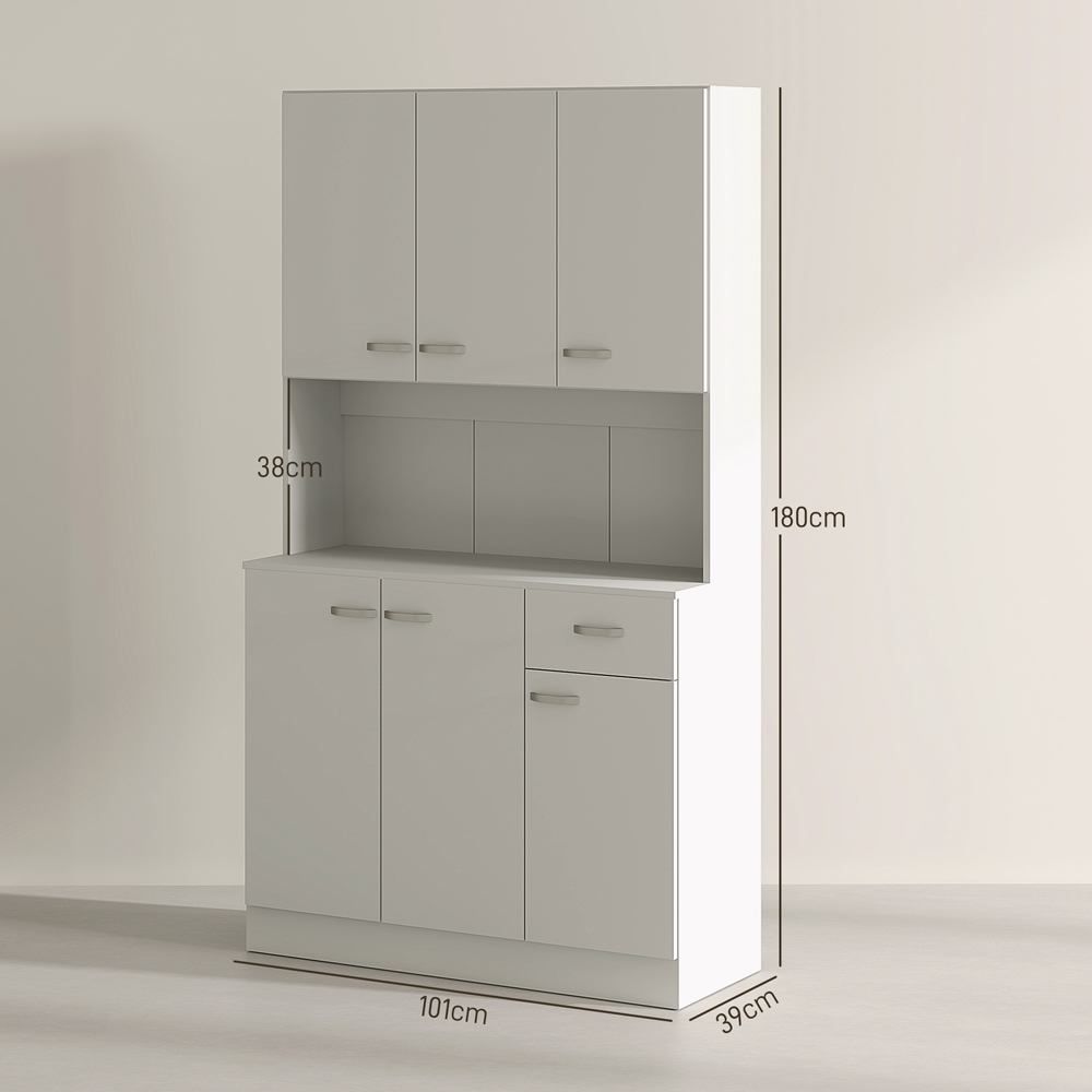 Portland 6 Door Cream White Freestanding Kitchen Cabinet Image 9