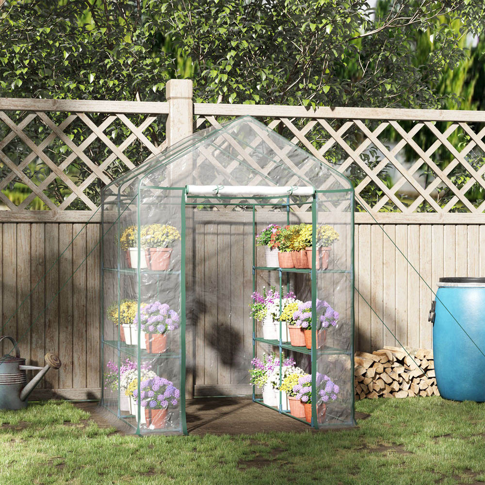 Outsunny Steel 4.7 x 4.7ft Walk In Greenhouse Image 2
