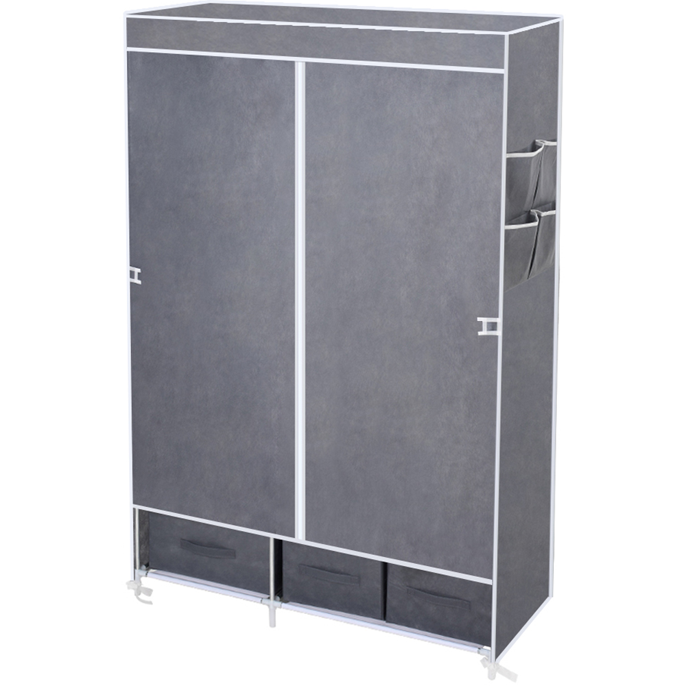 Living and Home 3 Drawer Silver Portable Non Woven Fabric Wardrobe Image 2