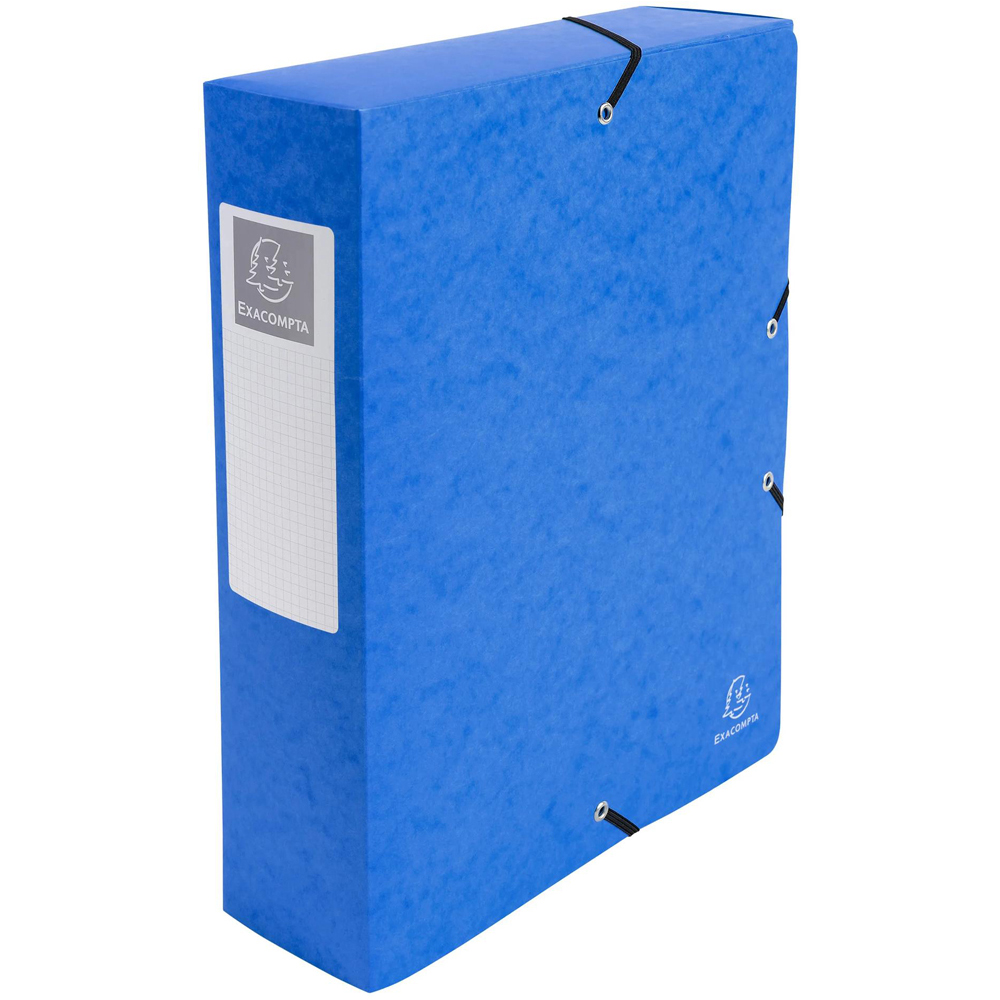 Exacompta A4 Blue Premium Pressboard Elasticated Filing Box 6 Pack Image 3
