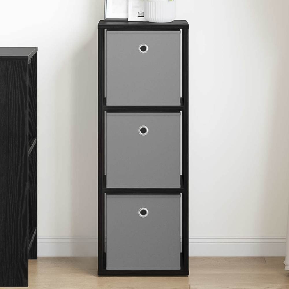 vidaXL 3 Drawer Black Oak Sideboard Image 1