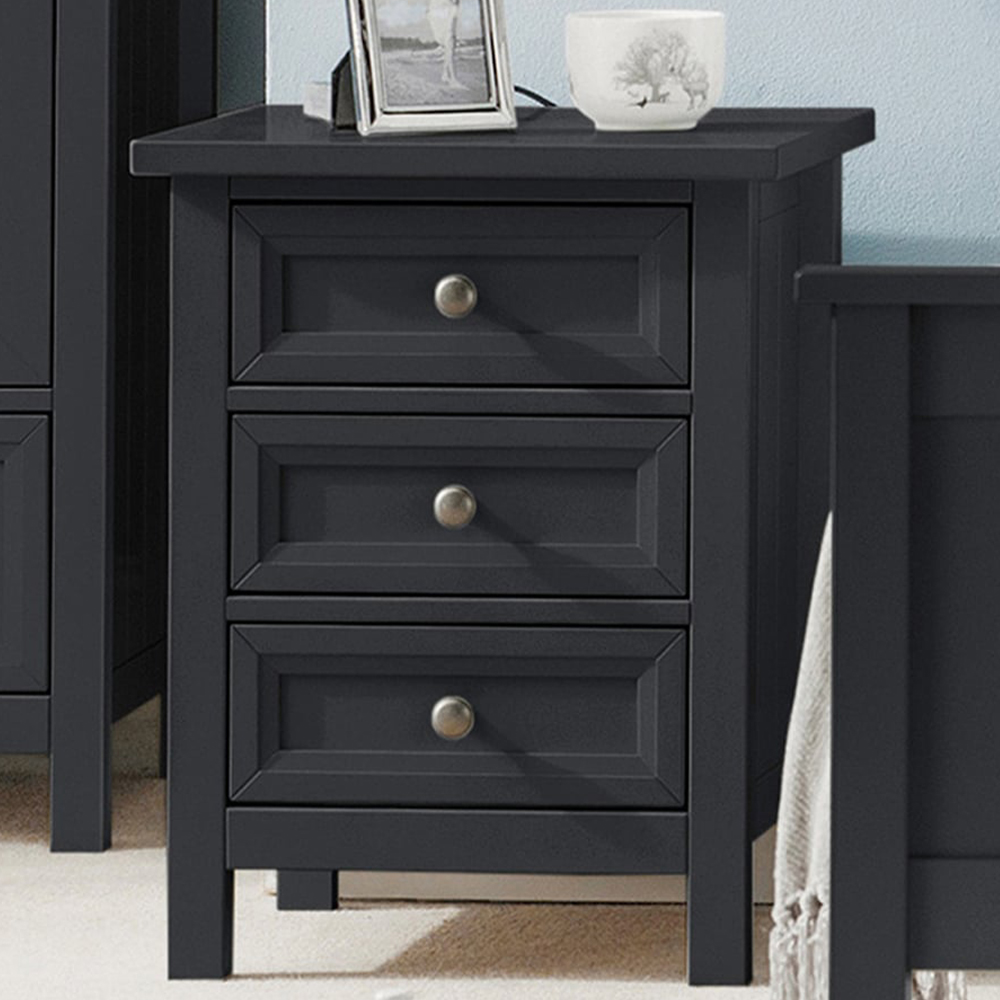 Julian Bowen Maine 3 Drawer Anthracite Bedside Table Image 1