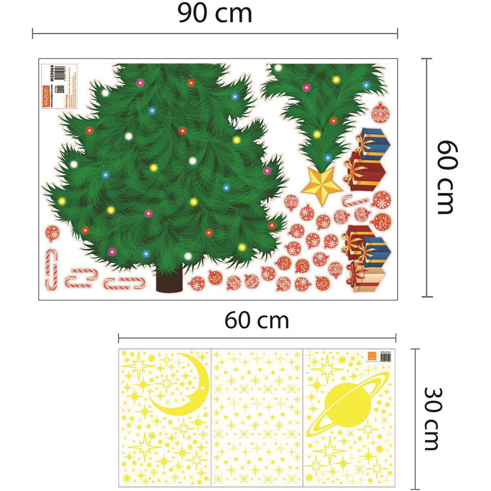 Walplus Christmas Tree with Glow In Dark Stars Self Adhesive Wall Stickers Image 4