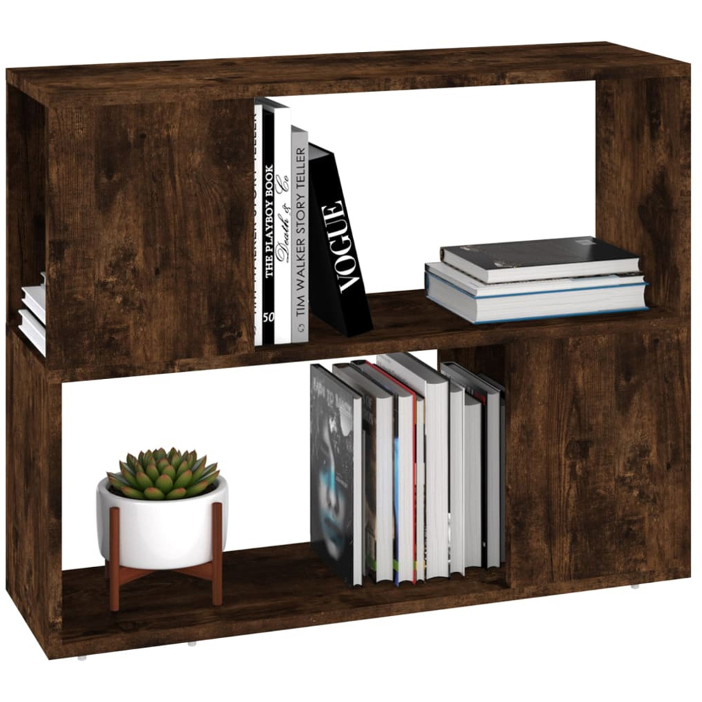 vidaXL 2 Shelf Smoked Oak Bookcase Image 4