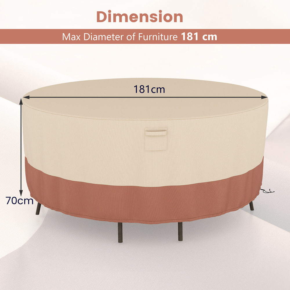 Costway Beige Medium Round Patio Furniture Cover Image 9