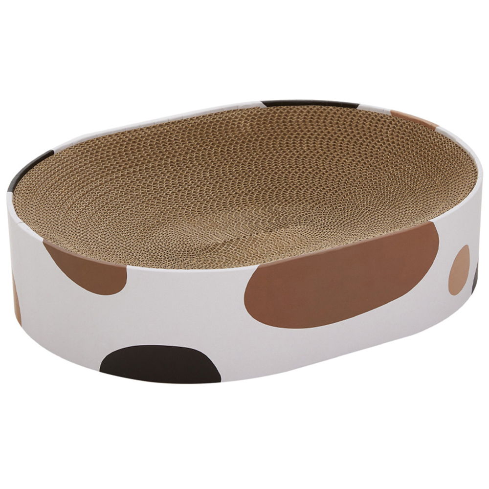 H&O Direct Multicolour Oval Cardboard Cat Scratching Bed 43cm Image 1