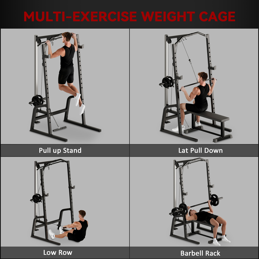 SPORTNOW Cable Crossover Machine with Pulley System and Squat Rack Image 4