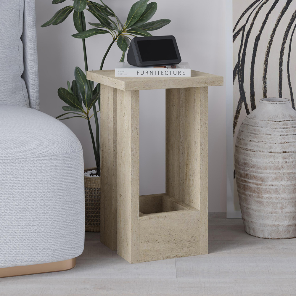 Decortie Tasos Travertine Side Table Image 5