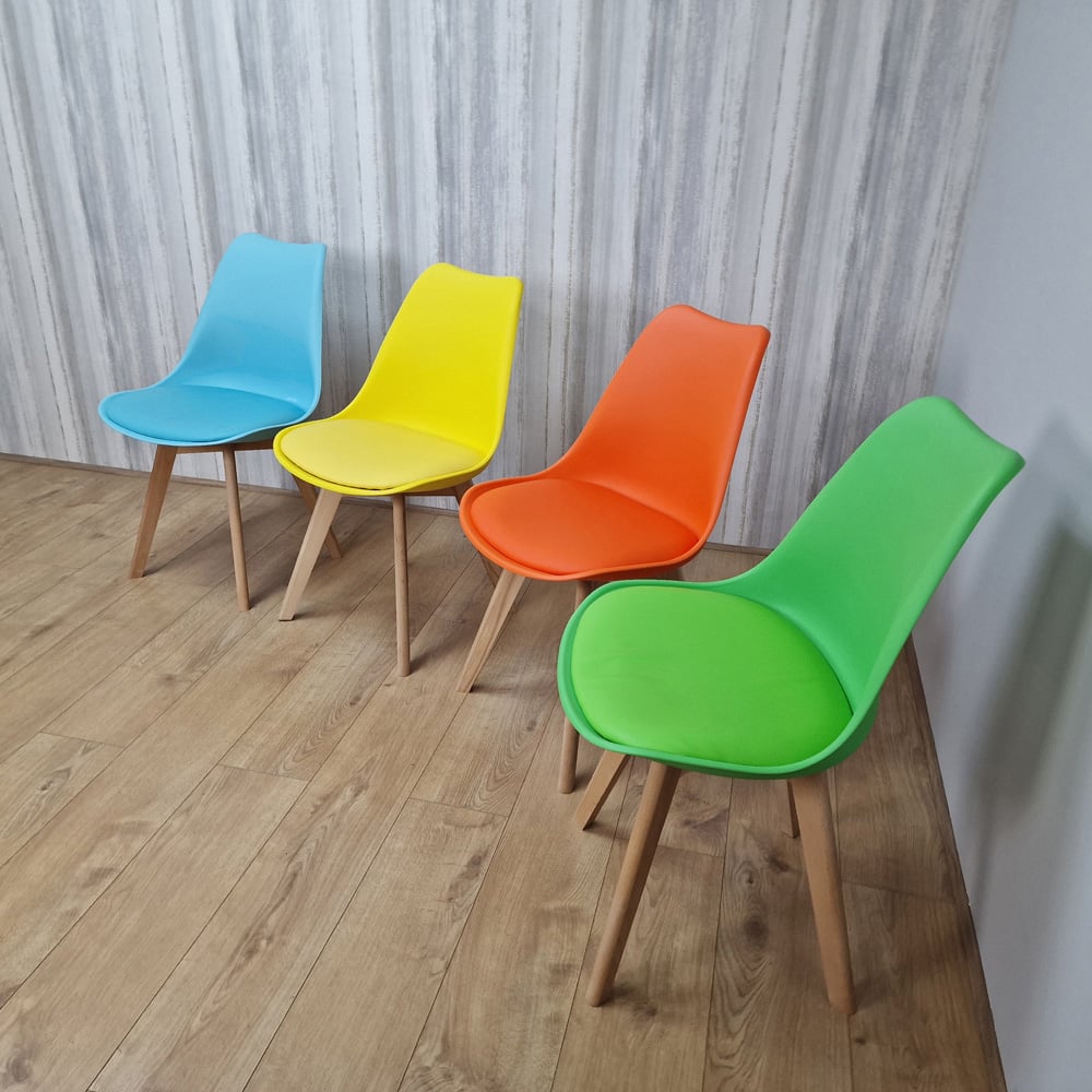Denver Set of 4 Multicolour Leather Dining Chairs Image 5