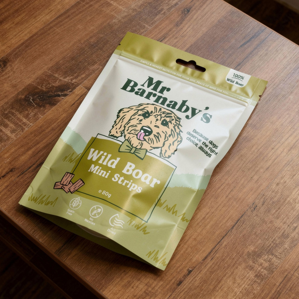 Mr Barnaby's Wild Boar Mini Strips Dog Treats 80g 2 Pack Image 2