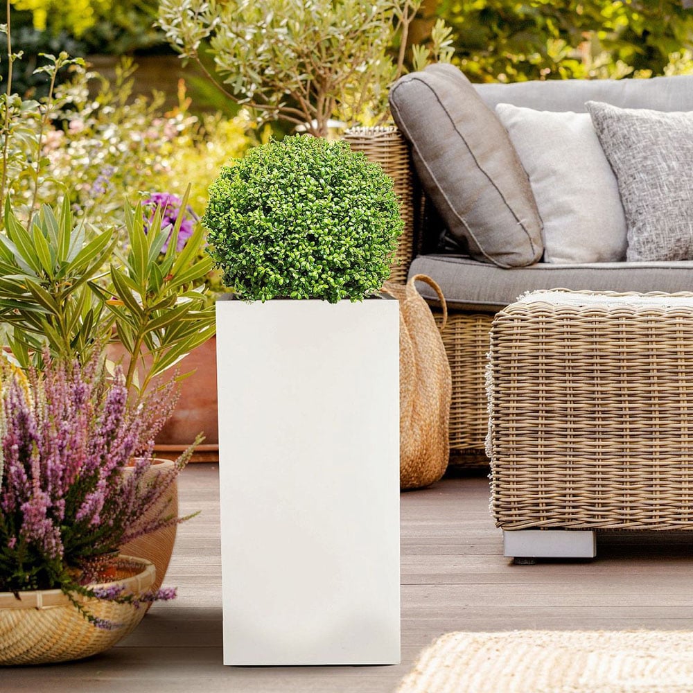 wilko White Light Concrete Outdoor Planter 70cm Image 3