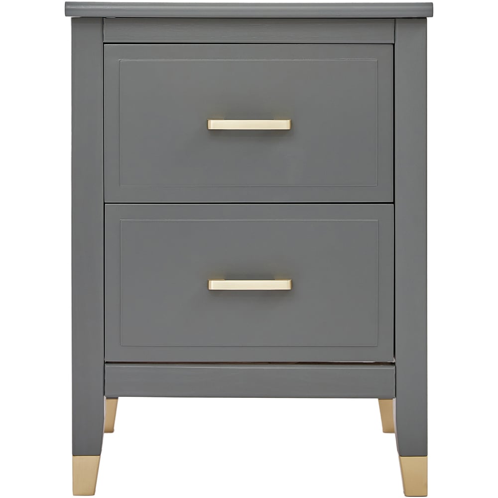 Palazzi 2 Drawer Grey Wide Bedside Table Image 3