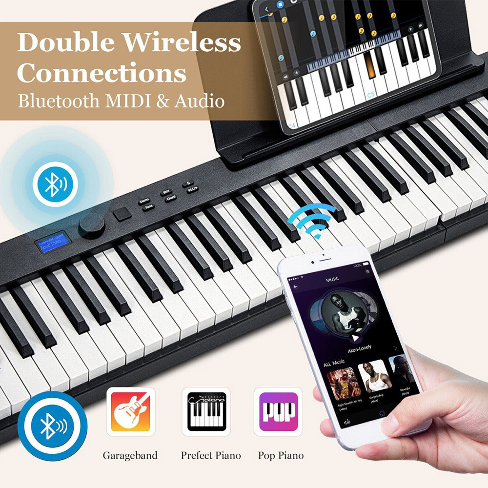 Costway MU10079GB Black 88 Key Foldable Digital Keyboard Piano with MIDI Image 5