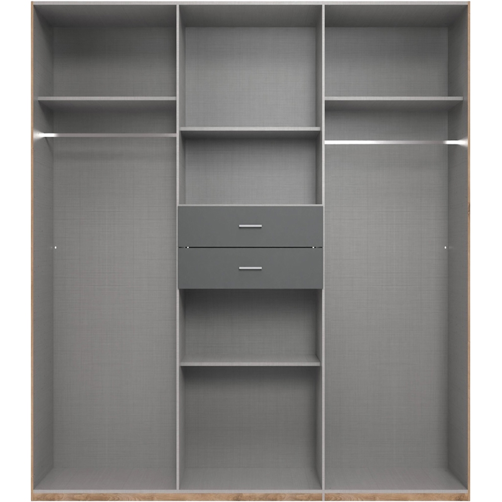 TJ'S Roma 4 Door 2 Drawer Matt White and Oak Wardrobe Image 3