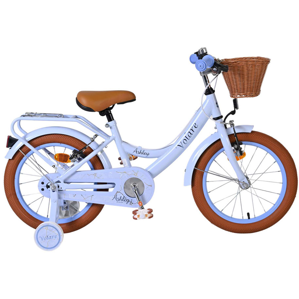 Volare Ashley Kids 16 inch Pink Pastel Bike with Stabilisers Rack and Basket Image 6