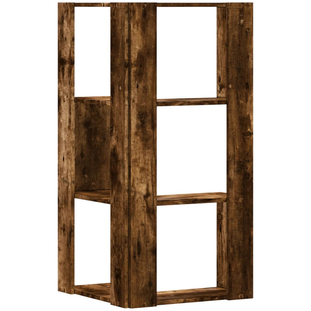vidaXL 3 Shelf Smoked Oak Corner Bookcase Image 3