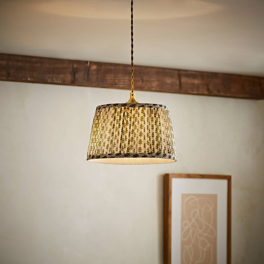 ValueLights Grange Green Floral Pleated Small Pendant Shade Image 2