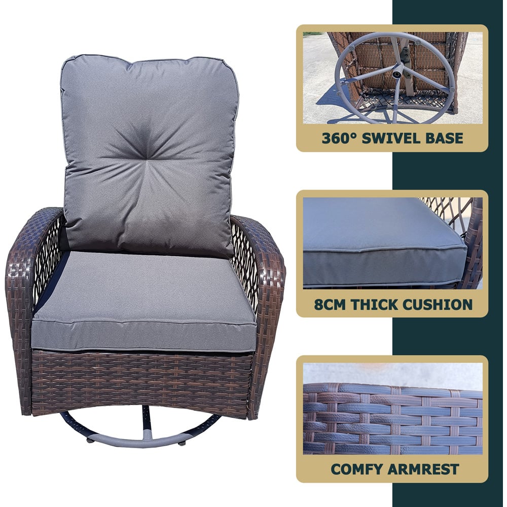 Furniture One Rattan Garden Swivel Rocking Chair Image 6
