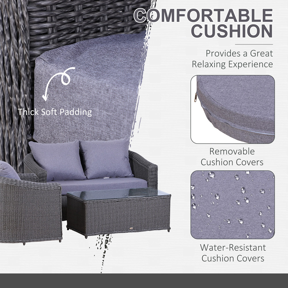 Outsunny 4 Seater Grey Rattan Sofa Lounge Set Image 6