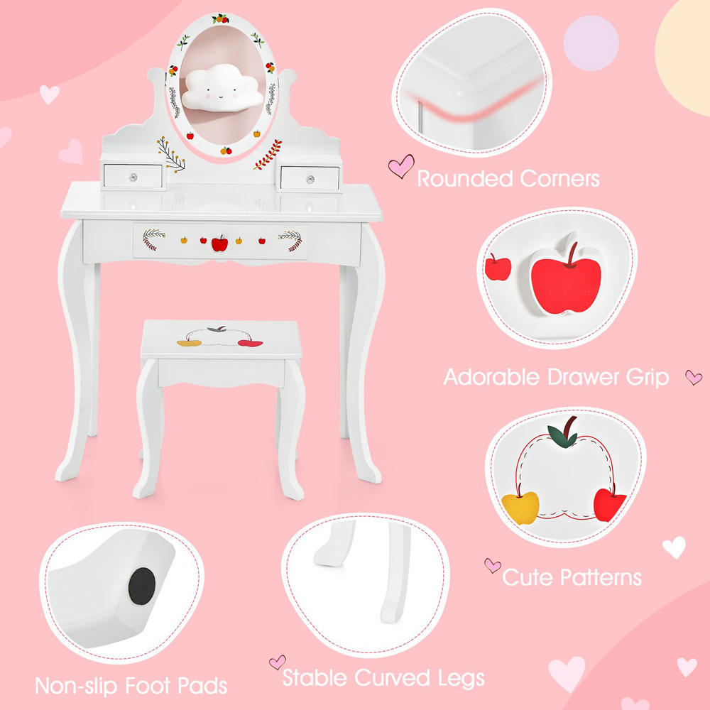 Costway White Princess Vanity Playset Image 6
