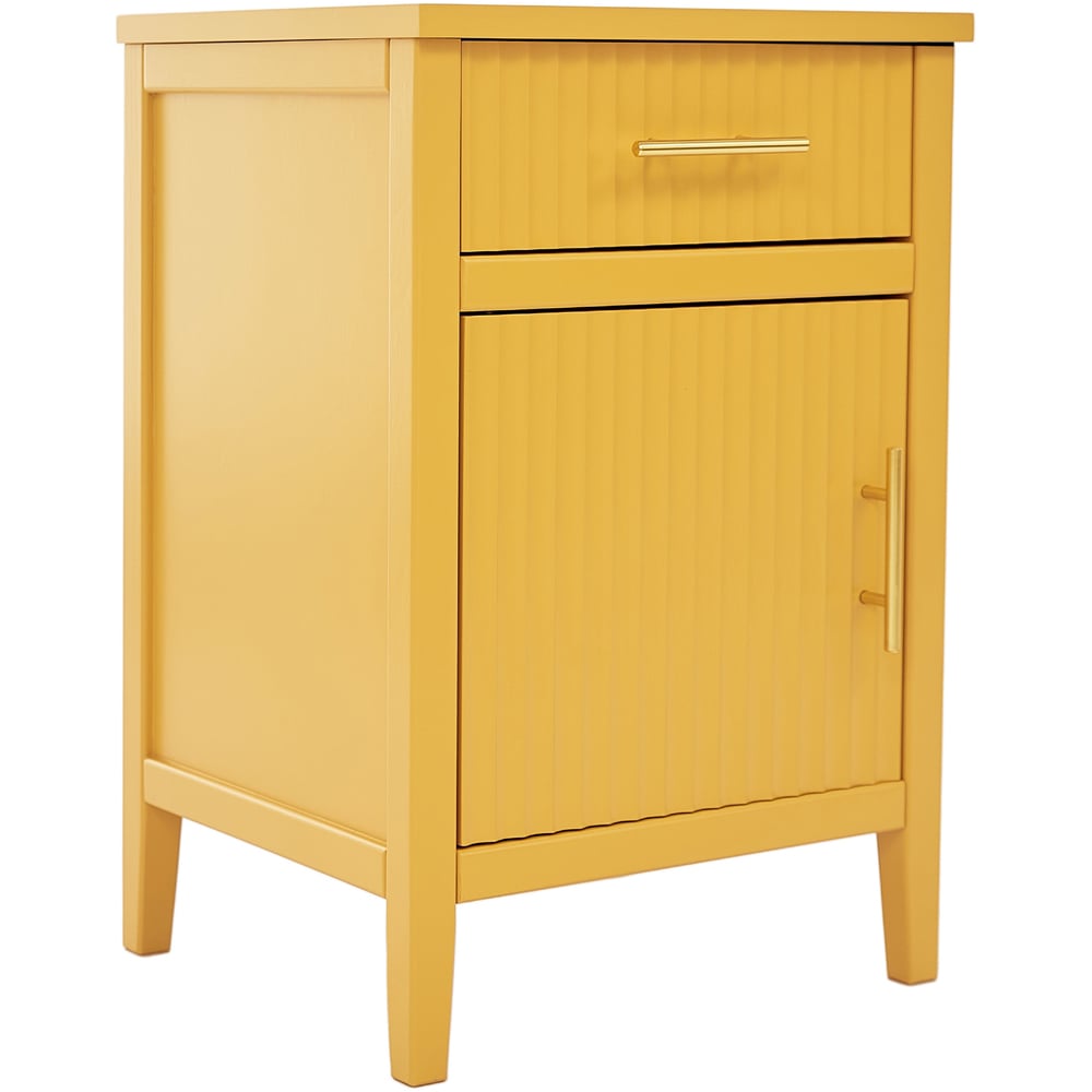 Monti Single Door Single Drawer Mustard Bedside Table Image 2
