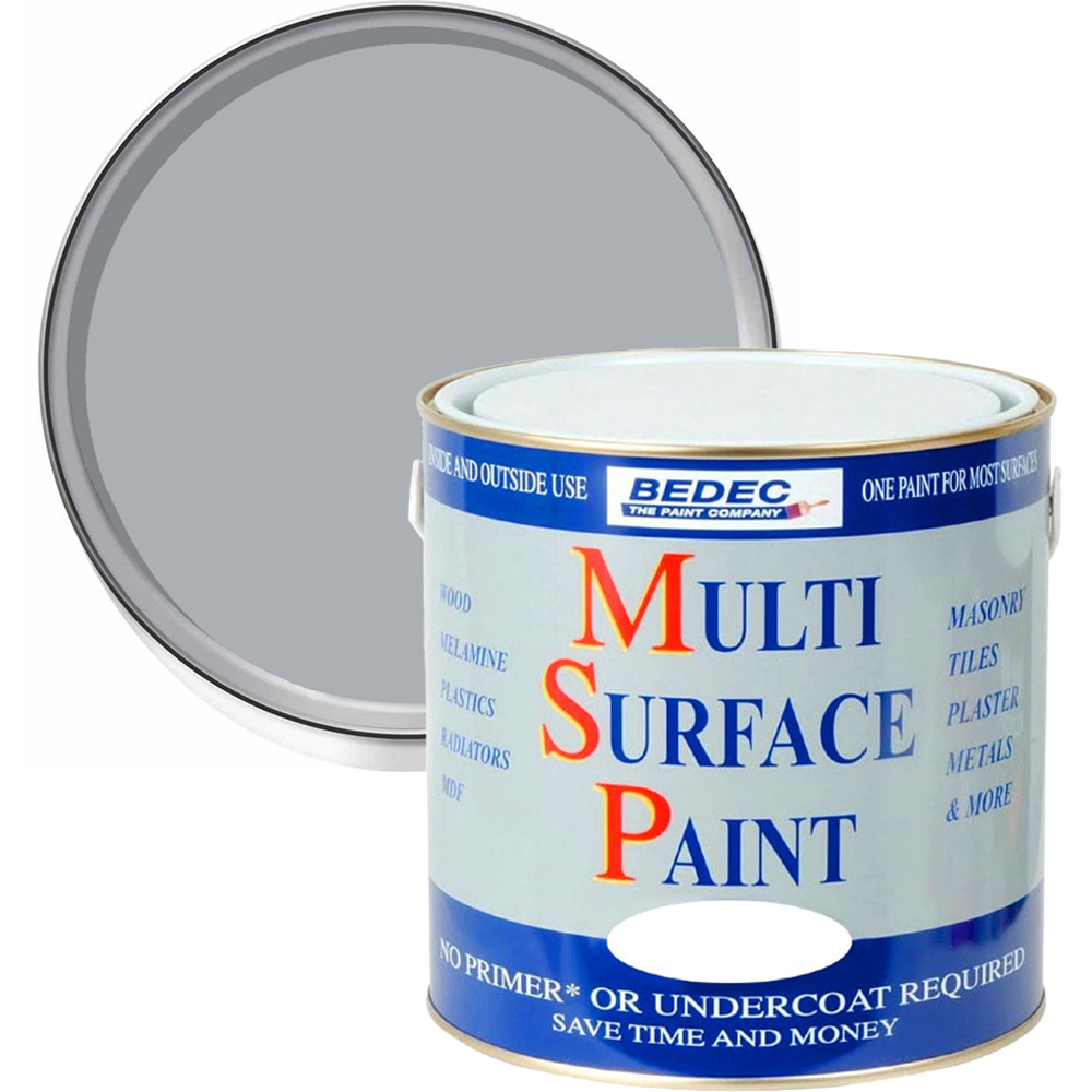 Bedec Light Grey Satin Multi Surface Paint 2.5L Image 1