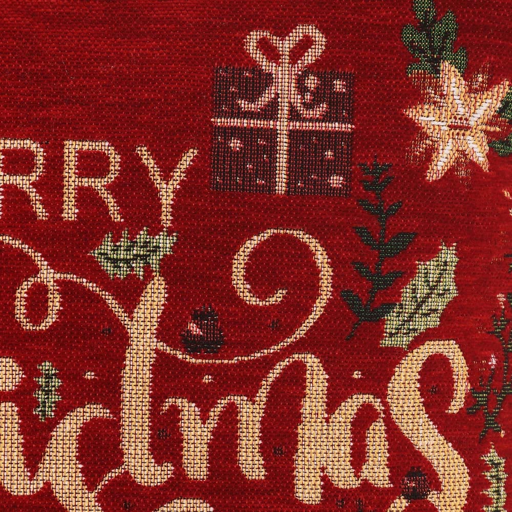 Noel Square Floral Merry Xmas Cotton Chenille Cushion Image 3