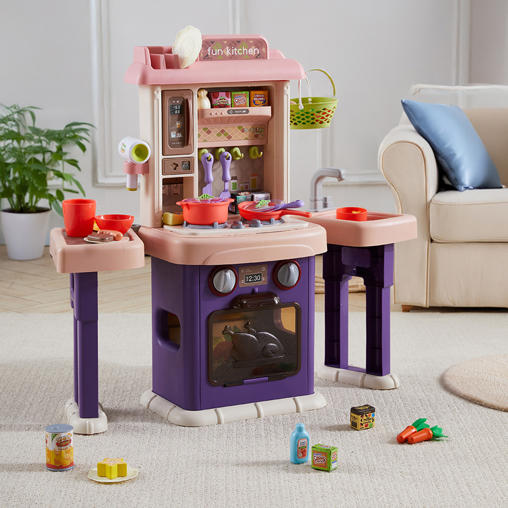 H&O Direct Kids Double-Sided Kitchen Washstand Pretend Play Set Image 2