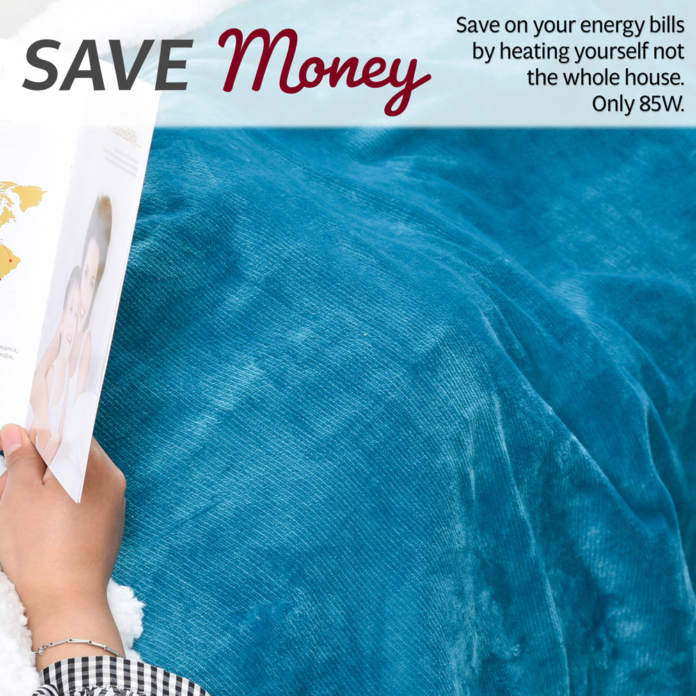 GlamHaus Light Blue Electric Throw 160 x 130cm Image 7