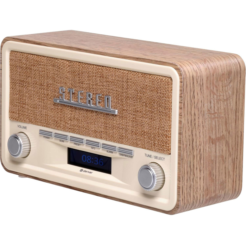 Denver DAB-18 Light Wood Vintage Style Stereo DAB and DAB+ FM Radio Image 2