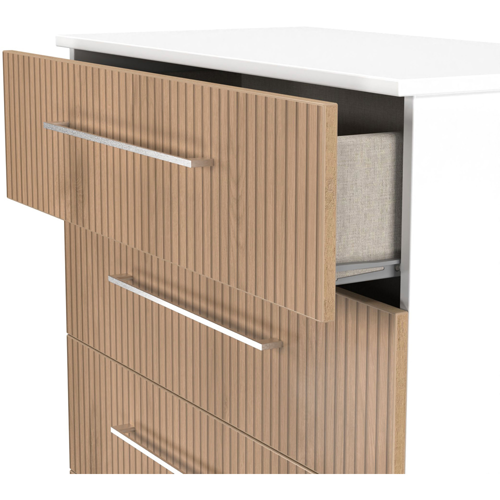 Crowndale Worcester 4 Drawer Slatt Effect and White Chest of Drawers Ready Assembled Image 5