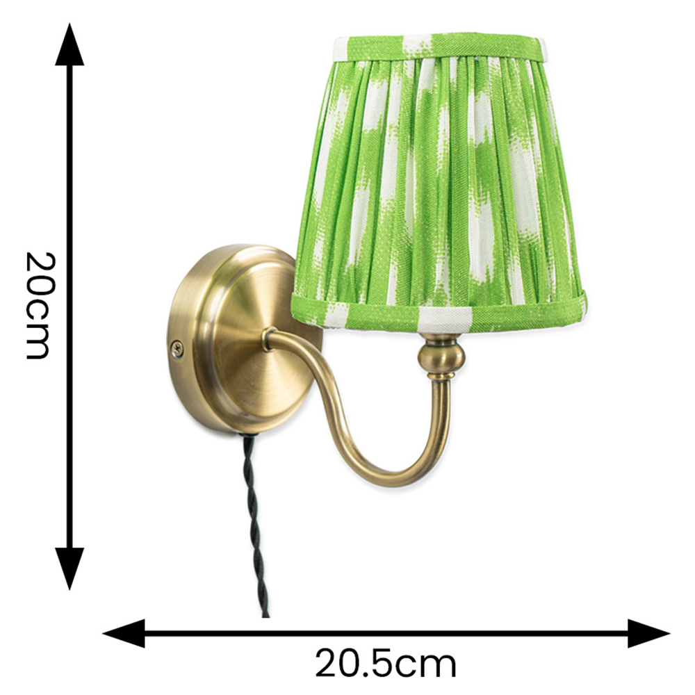 ValueLights Neely Antique Brass Green Pleated Shades Plug-in LED Wall Light 2 Pack Image 6