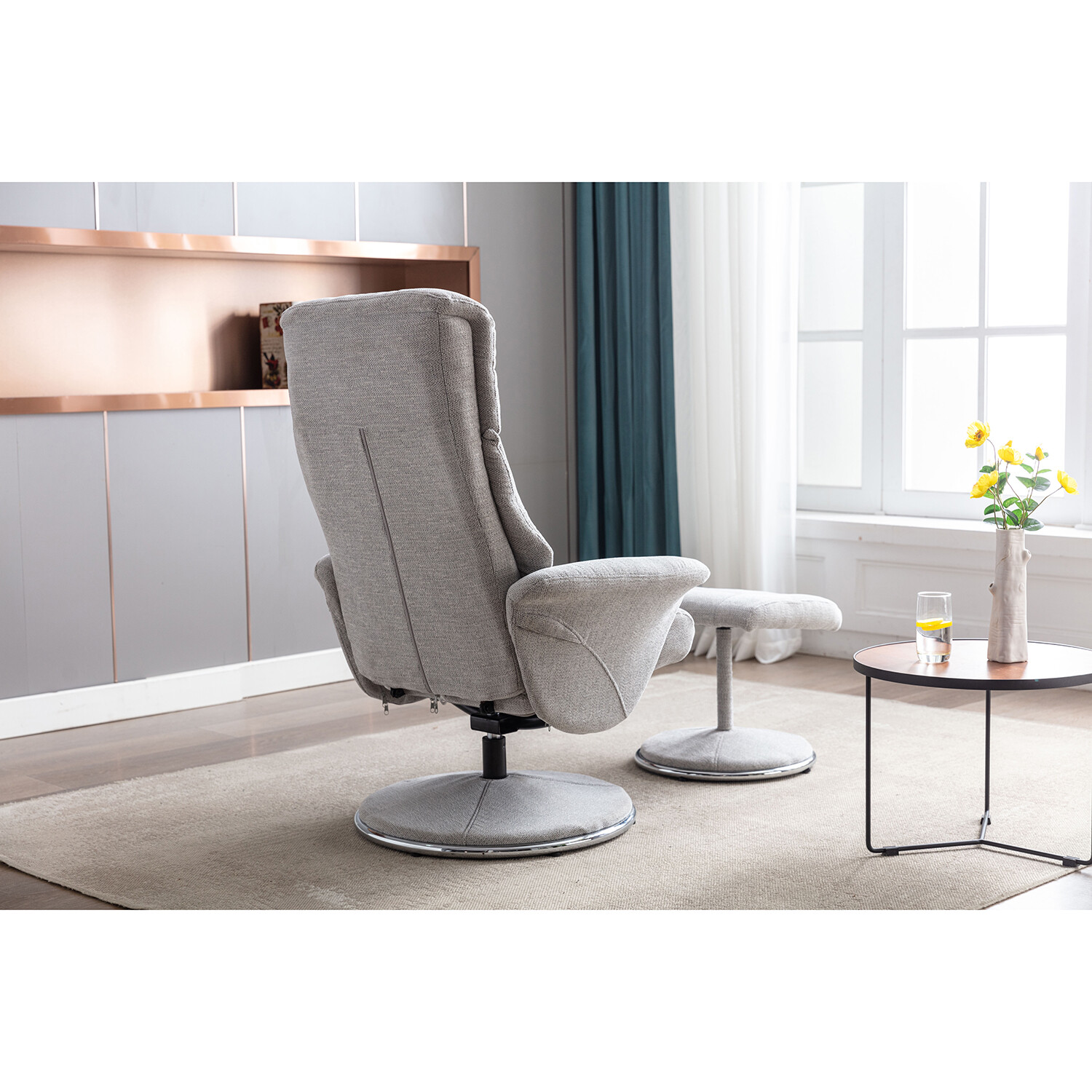 Madrid Grey Fabric Swivel TV Chair with Footrest Image 9