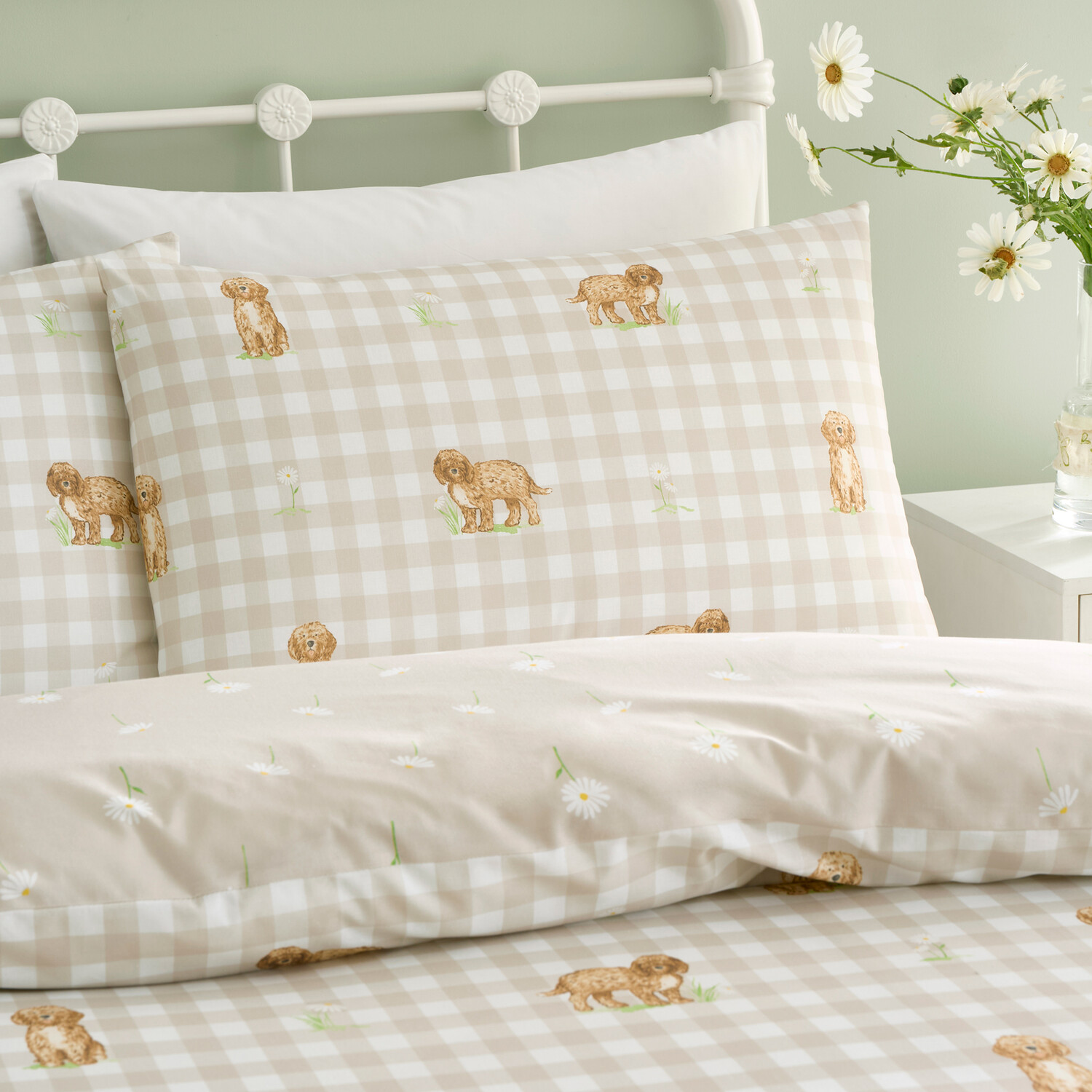 Daisy Doodle Duvet Set Natural Double Image 3