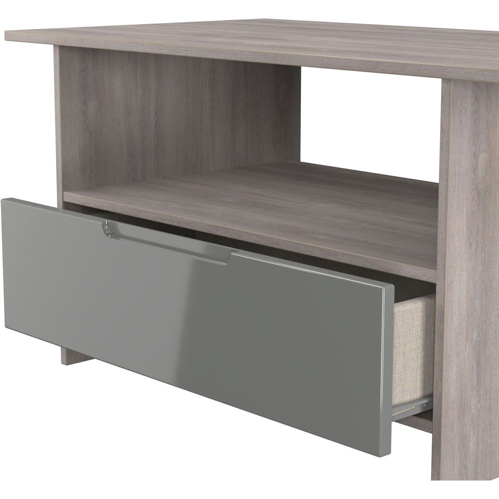 Crowndale Milan Single Drawer Single Shelf Grey Gloss and Grey Oak Coffee Table Ready Assembled Image 5