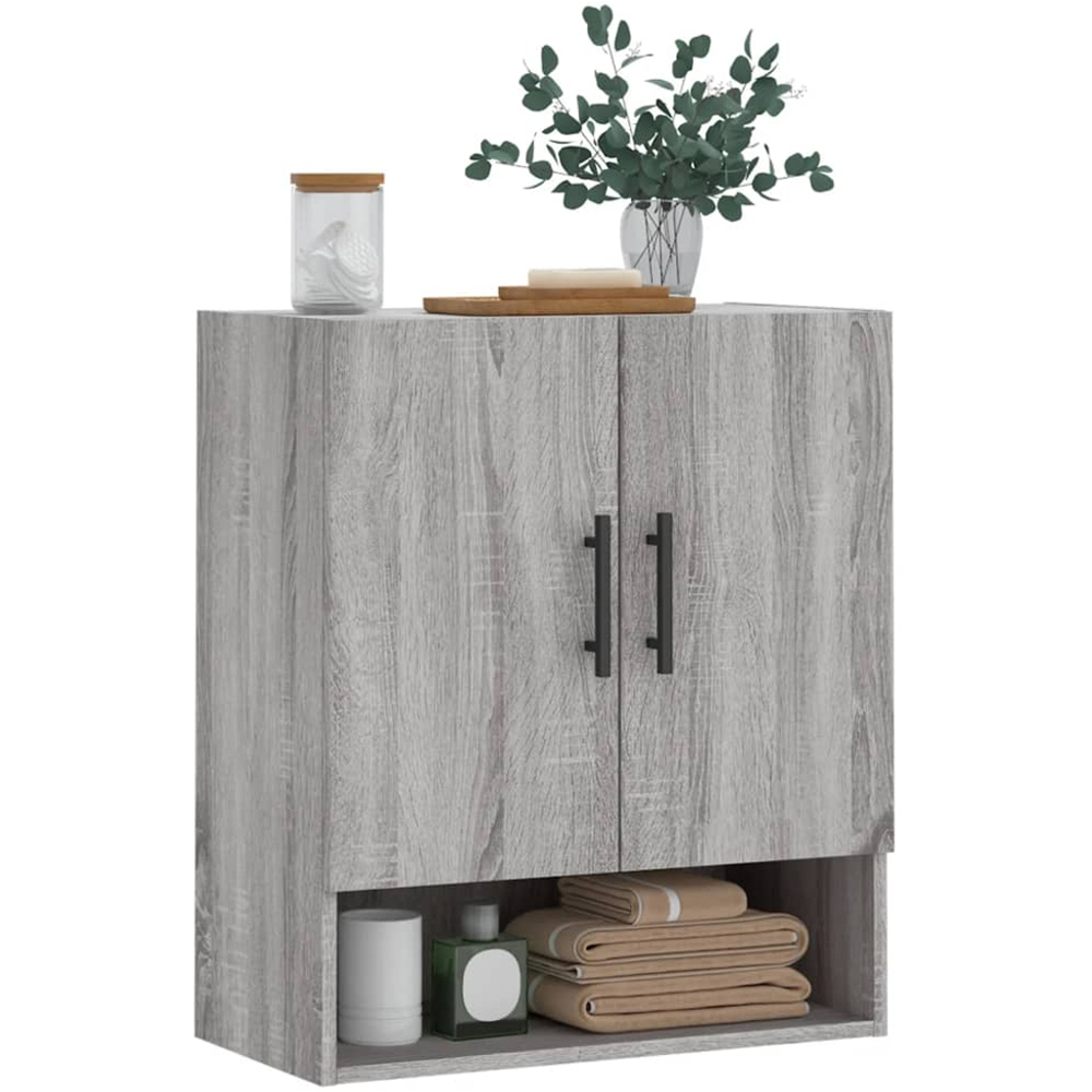 vidaXL 2 Door Single Shelf Grey Sonoma Oak Wall Cabinet Image 3