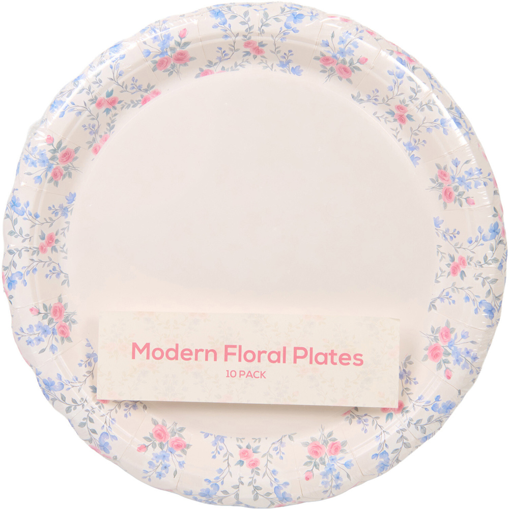 Pack of 10 Modern Floral Plates Image 2