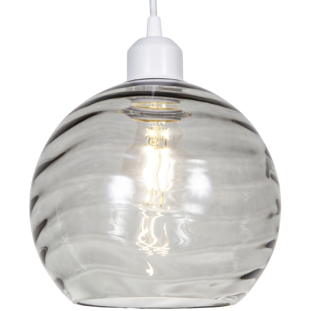 Happy Homewares Designer Smoked Circular Ribbed Glass Non Electric Pendant Shade Image 5
