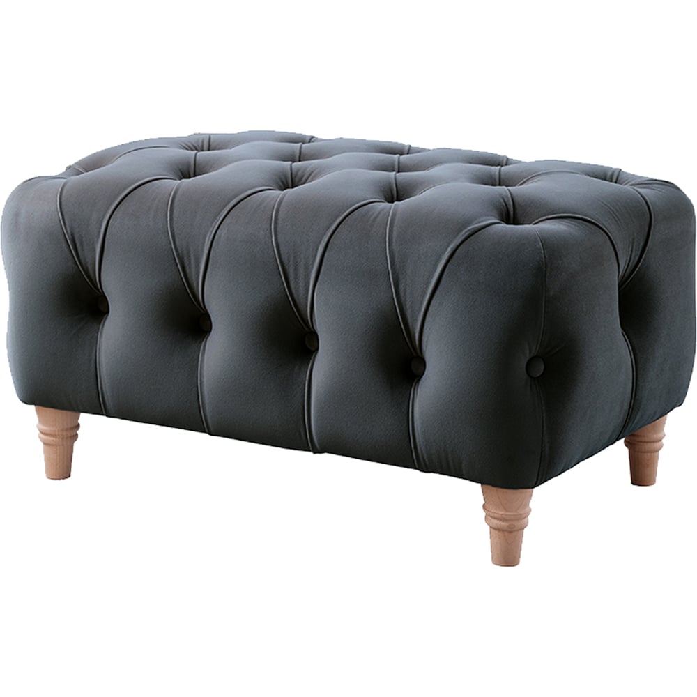 Elsie Chesterfield Midnight Blue Plush Velvet Footstool Image 2