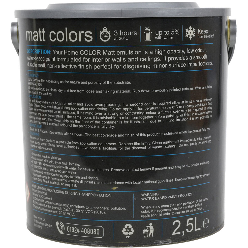 Your Home Walls & Ceilings Sunshine Matt Emulsion Paint 2.5L Image 4