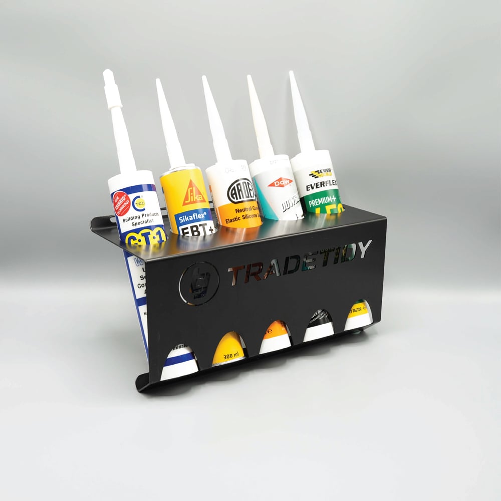 TradeTidy 3 Piece Black Steel Silicone Tube Holder Spray Can Holder and Collapsible Bucket Set Image 2