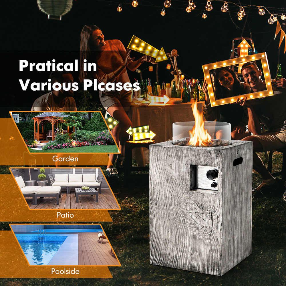 Costway 8.79 KW Grey Propane Gas Fire Pit Table Image 6