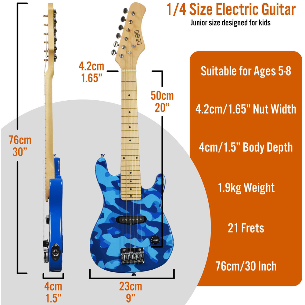 3rd Avenue Blue Camo Junior Electric Guitar Set Image 7
