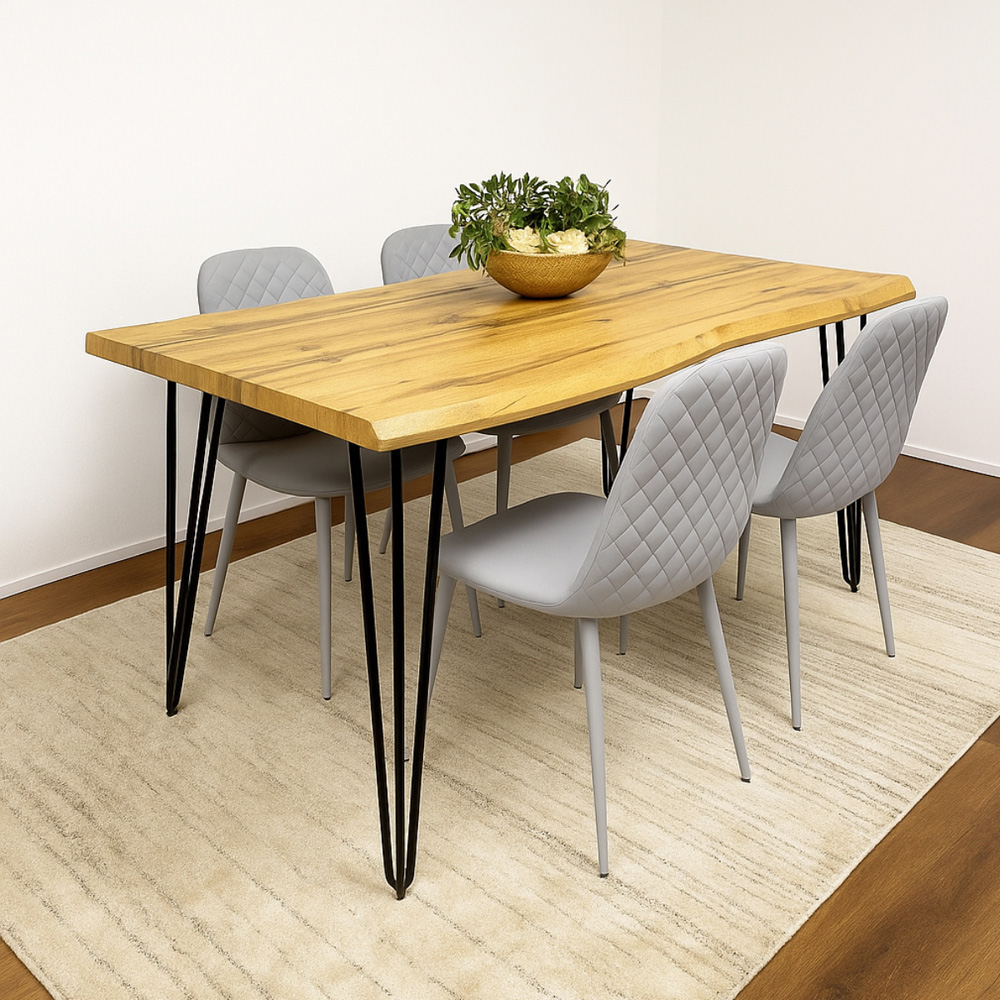 Kosy Koala 4 Seater Faux Leather Wooden Dining Set Grey Image 5