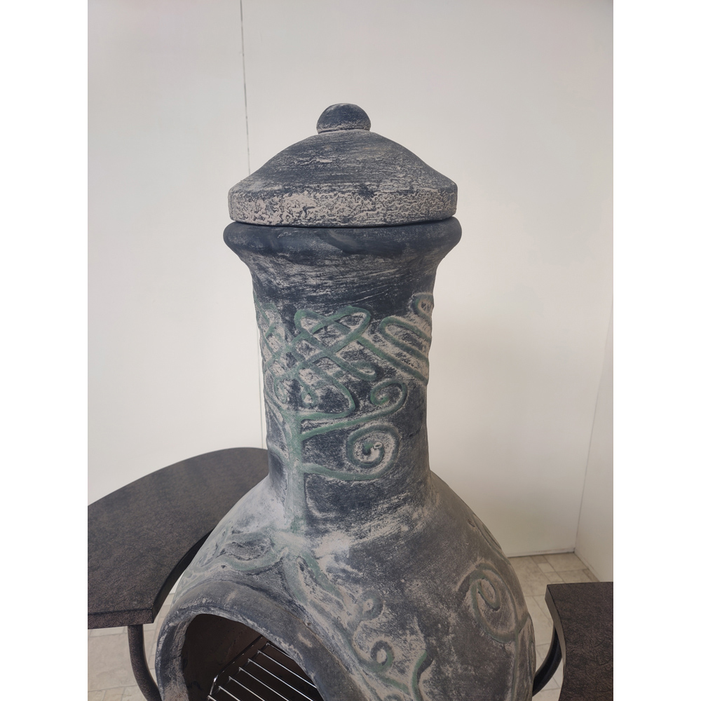 Gardeco BBO-C8IGUA.73 Grill Lava Stones and Cradle Clay Chiminea BBQ Bundle Image 4
